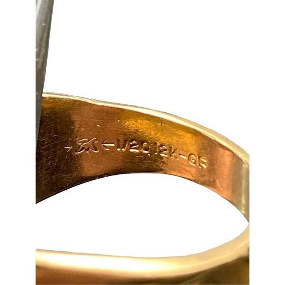 Vintage Brown Tiger's Eye Soldier Roman Centurion Cameo Ring in 12k Yellow GF - Picture 7 of 8